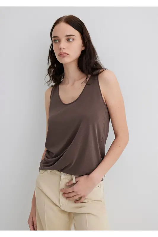 Soft-Premium Brown (TENCEL™) Modal Blended Tank Top Slim Fit 1613216-87537 - Brown-87537 - MAVI