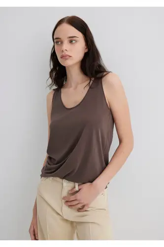 Soft-Premium Kahverengi (TENCEL™) Modal Karışımlı Atlet Slim Fit / Dar Kesim 1613216-87537 - Kahverengi-87537 
