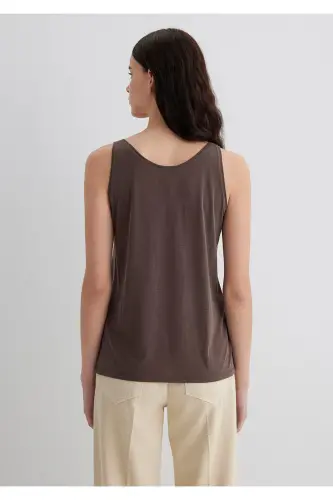 Soft-Premium Qo'ng'ir (TENCEL™) Modal Aralashmali Mayka Slim Fit / Tor bichim 1613216-87537 - Qo'ng'ir-87537 - 5