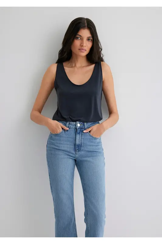 Soft-Premium Qora (TENCEL™) Modal Aralashma Mayka Slim Fit / Tor Bichim 1613216-900 - Qora-900 - 2