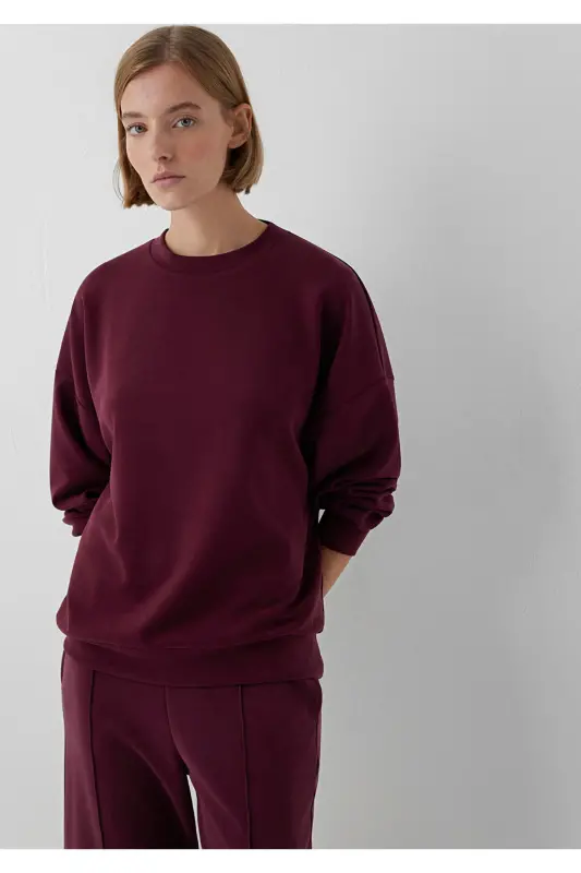 Soft-Premium (TENCEL™) Modal Karışımlı Bordo Sweatshirt 168837-70422 - Bordo - 1