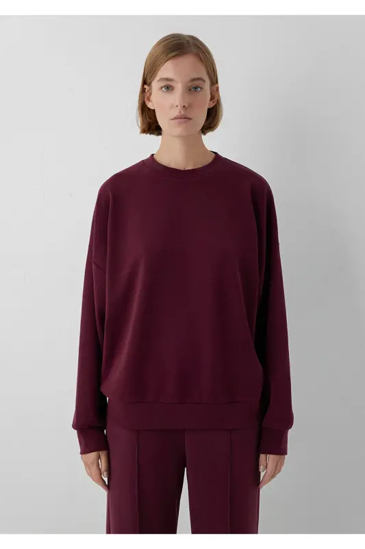Soft-Premium (TENCEL™) Modal Karışımlı Bordo Sweatshirt 168837-70422 - Bordo - 3