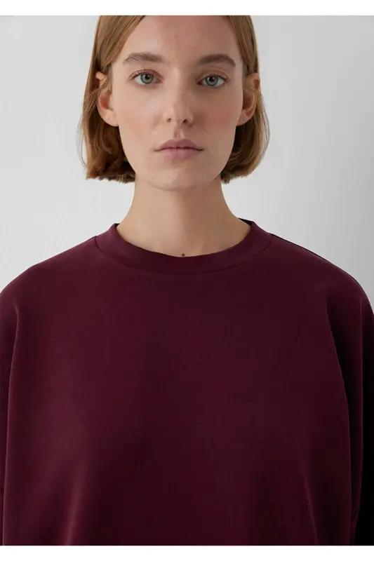 Soft-Premium (TENCEL™) Modal Karışımlı Bordo Sweatshirt 168837-70422 - Bordo - 6