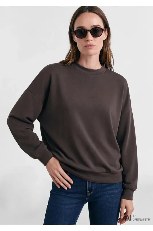 Soft-Premium (TENCEL™) Modal Karışımlı Kahverengi Sweatshirt 168837-89103 - Kahverengi-89103 - 1