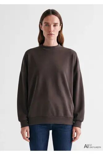 Soft-Premium (TENCEL™) Modal Karışımlı Kahverengi Sweatshirt 168837-89103 - Kahverengi-89103 - MAVI (1)
