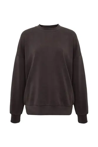 Soft-Premium (TENCEL™) Modal Karışımlı Kahverengi Sweatshirt 168837-89103 - Kahverengi-89103 - 5
