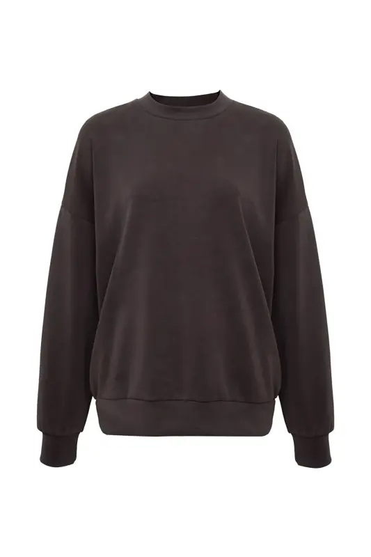 Soft-Premium (TENCEL™) Modal Karışımlı Kahverengi Sweatshirt 168837-89103 - Kahverengi-89103 - 5