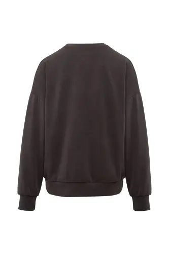 Soft-Premium (TENCEL™) Modal Karışımlı Kahverengi Sweatshirt 168837-89103 - Kahverengi-89103 - 6
