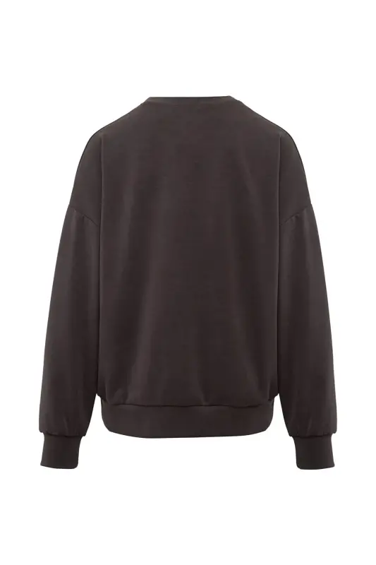 Soft-Premium (TENCEL™) Modal Karışımlı Kahverengi Sweatshirt 168837-89103 - Kahverengi-89103 - 6