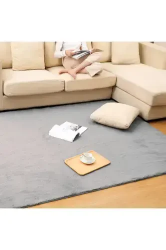 Soft Puffy Plush Rug Gray-GRAY - 1