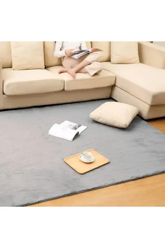 Soft Puffy Plush Rug Gray-GRAY - 1