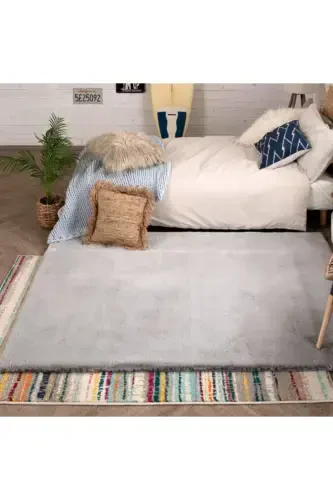 Soft Puffy Plush Rug Gray-GRAY - MACRO HOME (1)