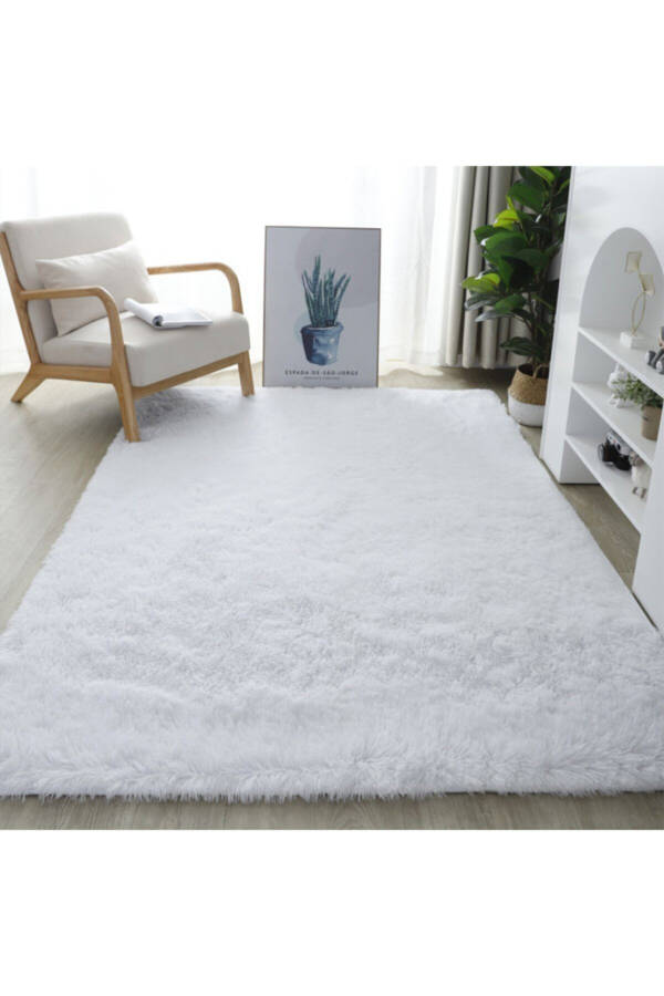 Soft Puffy Plush Rug White - 1