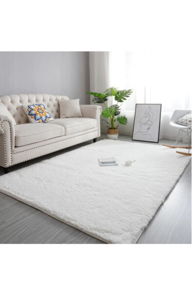 Soft Puffy Plush Rug White - MACRO HOME (1)