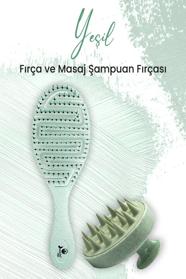 Soft Silicone Massage Shampoo Brush Green and Vegan Hair Brush Mint 5846 - 1