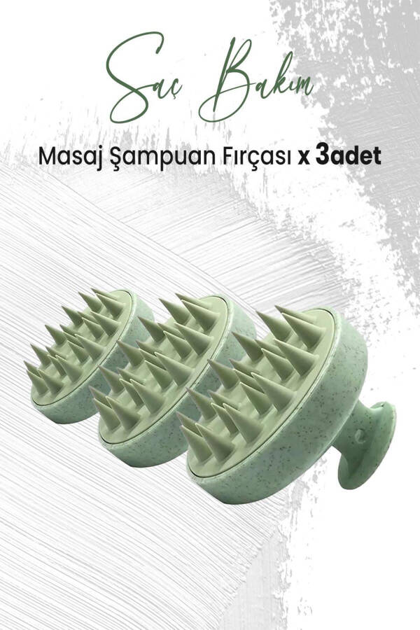 Soft Silicone Massage Shampoo Brush Green X 3 Pack - 1