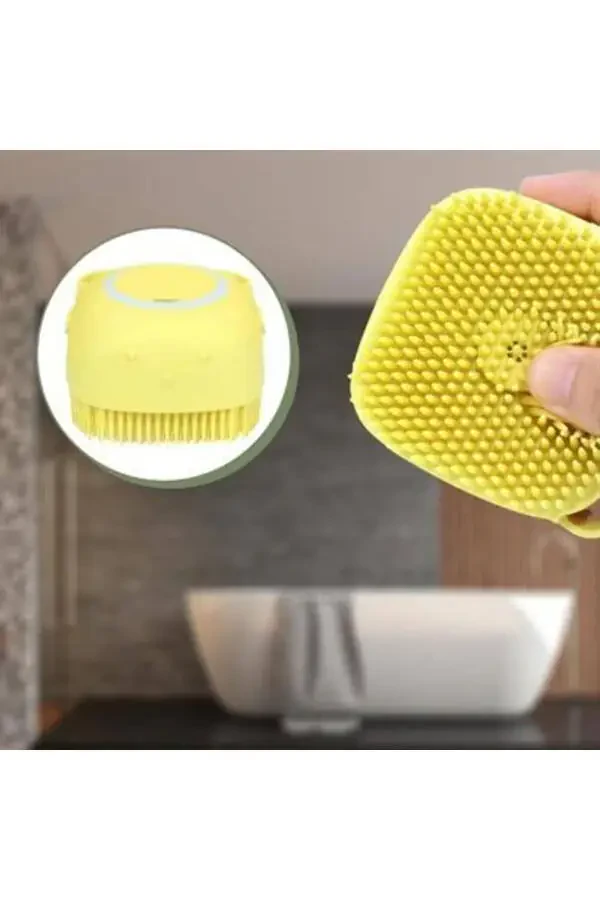 Soft Silicone Material Flexible Gel Chamber Massage Function. Effective Bath Shower Scrubber Yellow - 4