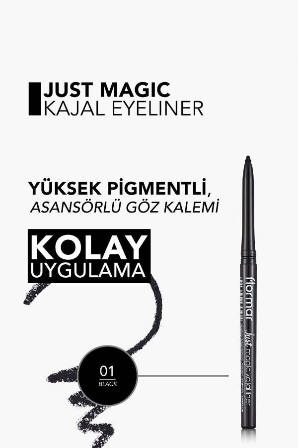 Soft Texture Eyeliner (Black) - Just Magic Kajal Liner - 001 Black - 8690604539574 - 8