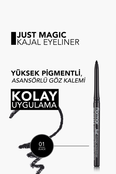 Soft Texture Eyeliner (Black) - Just Magic Kajal Liner - 001 Black - 8690604539574 - 4