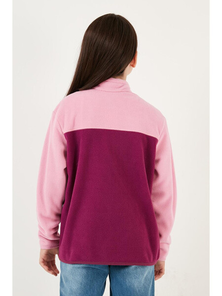 Soft Texture Half Zip Color Block Stand Collar Fleece 5905004 - 15