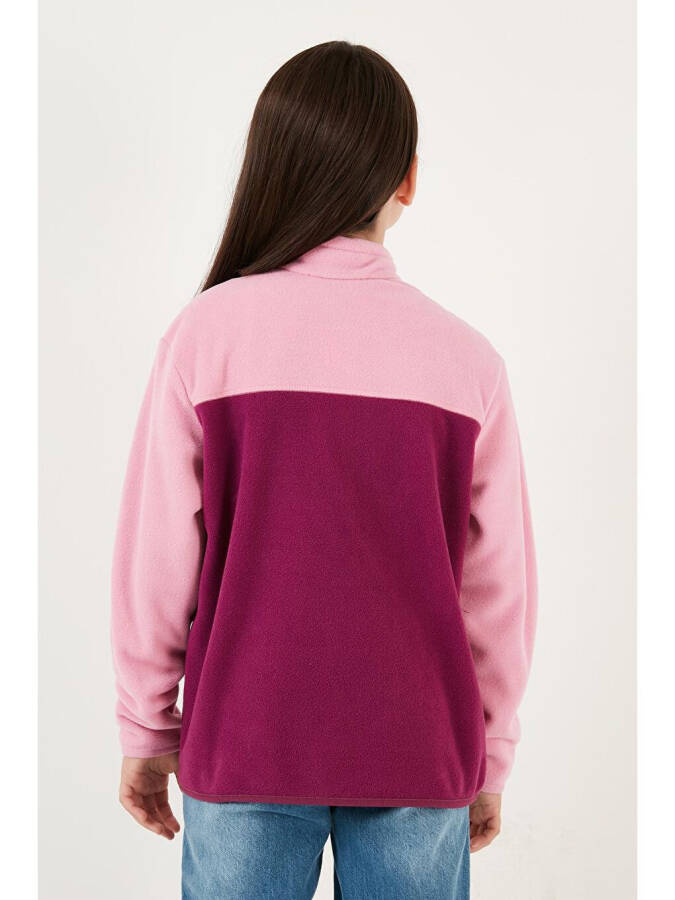 Soft Texture Half Zip Color Block Stand Collar Fleece 5905004 - 15