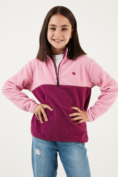 Soft Texture Half Zip Color Block Stand Collar Fleece 5905004 - 17