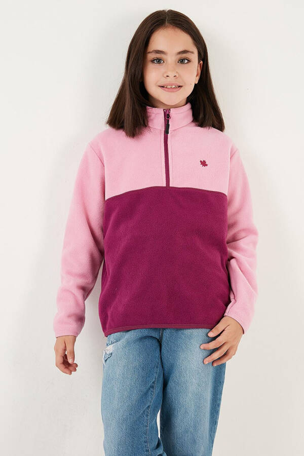 Soft Texture Half Zip Color Block Stand Collar Fleece 5905004 - 18