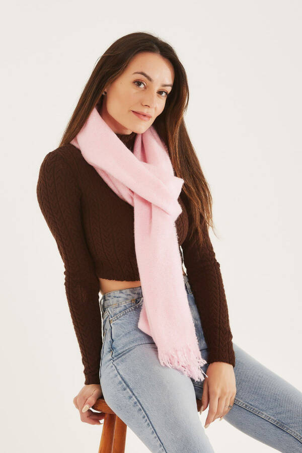 Soft Texture Solid Pink Scarf - 1