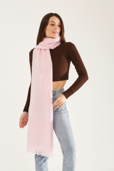 Soft Texture Solid Pink Scarf - 2