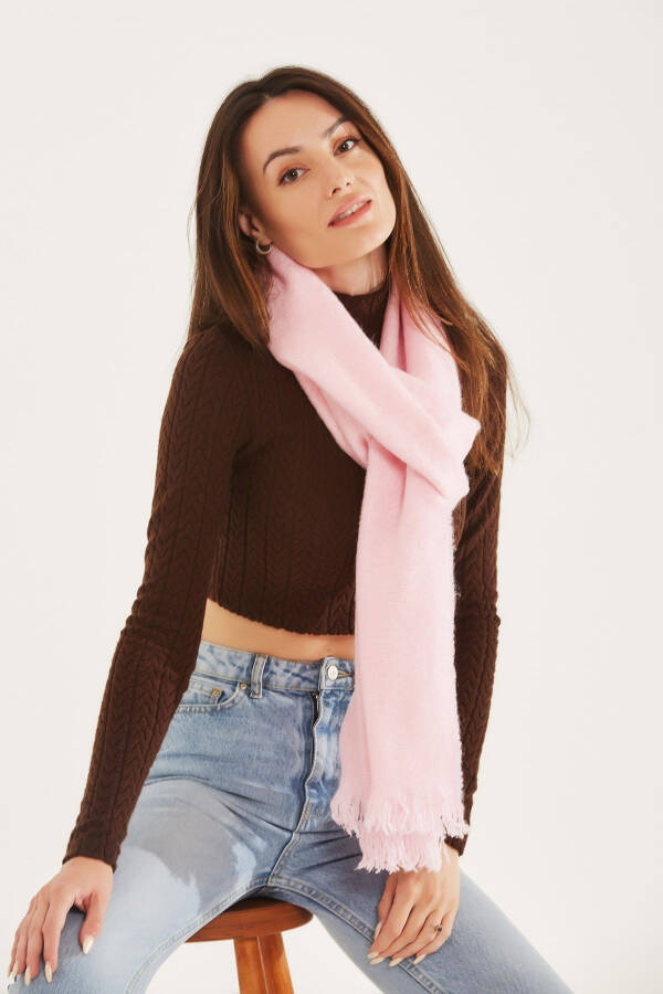 Soft Texture Solid Pink Scarf - 6