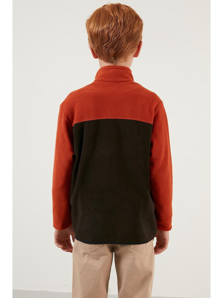 Soft Texture Zip-Up Color Block Stand Collar Pocket Fleece 5905001 - 15