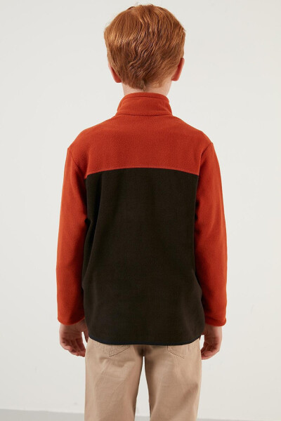 Soft Texture Zip-Up Color Block Stand Collar Pocket Fleece 5905001 - 25