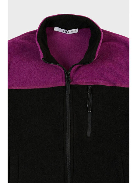 Soft Texture Zippered Color Block Stand Collar Pocket Fleece 5905001 - 8