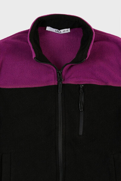 Soft Texture Zippered Color Block Stand Collar Pocket Fleece 5905001 - 11