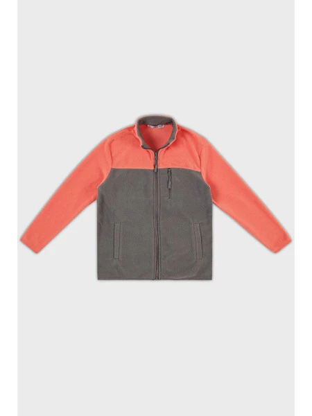 Soft Texture Zippered Color Block Stand Collar Pocket Fleece 5905001 - LC WAIKIKI