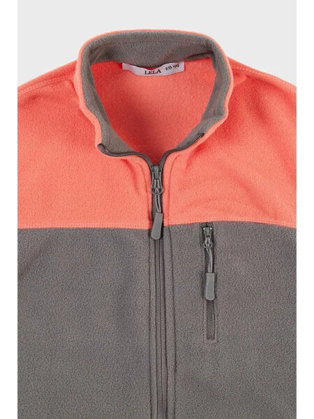 Soft Texture Zippered Color Block Stand Collar Pocket Fleece 5905001 - LC WAIKIKI (1)