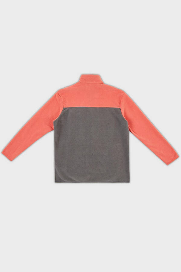 Soft Texture Zippered Color Block Stand Collar Pocket Fleece 5905001 - 12