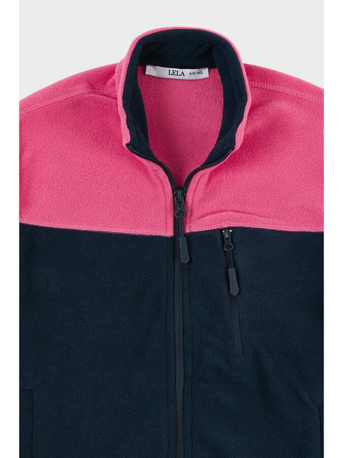 Soft Texture Zippered Color Block Stand Collar Pocket Fleece 5905001 - 8