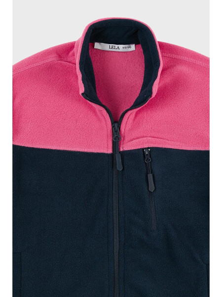 Soft Texture Zippered Color Block Stand Collar Pocket Fleece 5905001 - 5