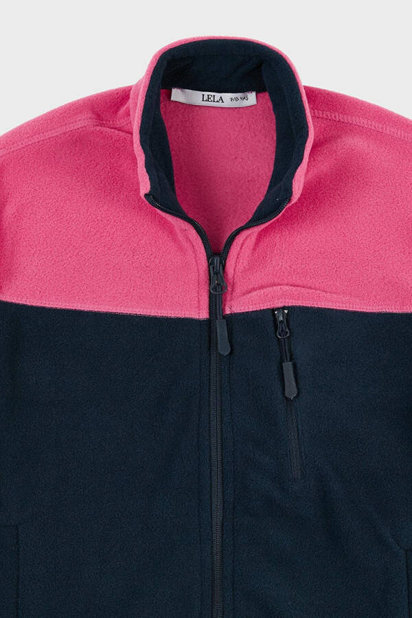 Soft Texture Zippered Color Block Stand Collar Pocket Fleece 5905001 - 13