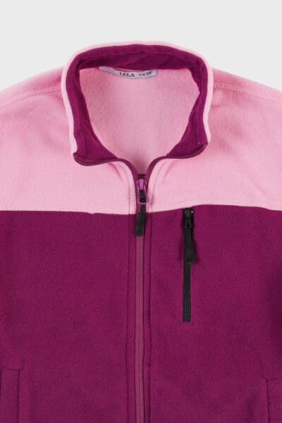 Soft Texture Zippered Color Block Stand Collar Pocket Fleece 5905001 - 13