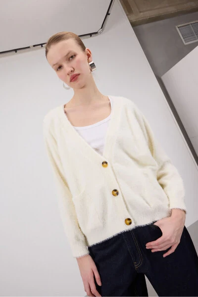 Soft Textured Button Cardigan H3375-B8 - ADDAX
