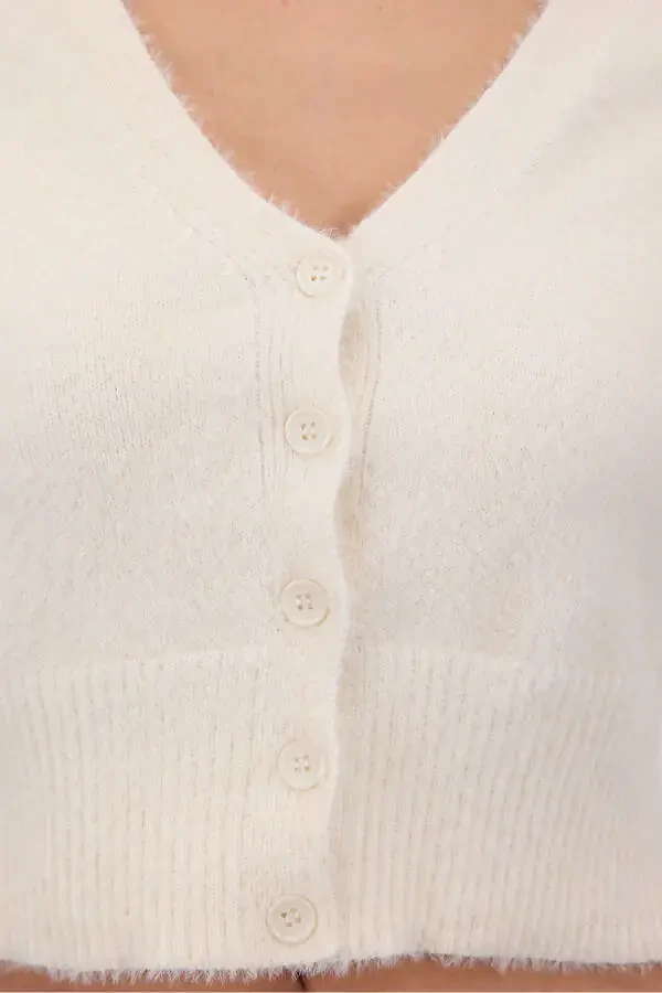 Soft Textured Buttoned Crop Cardigan H3339-A2 - 3