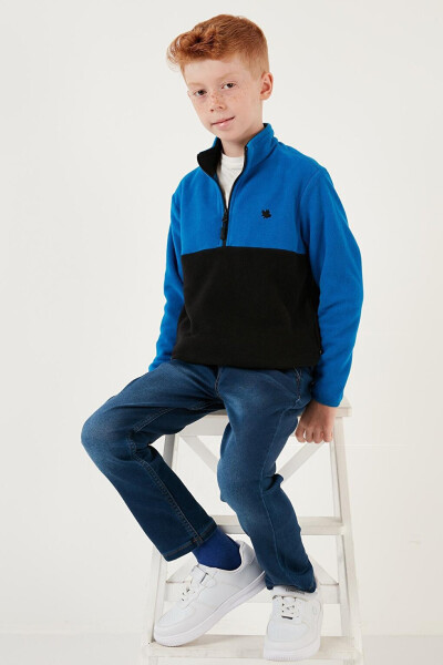 Soft-Textured Half-Zip Color Block Stand Collar Fleece 5905004 - 16