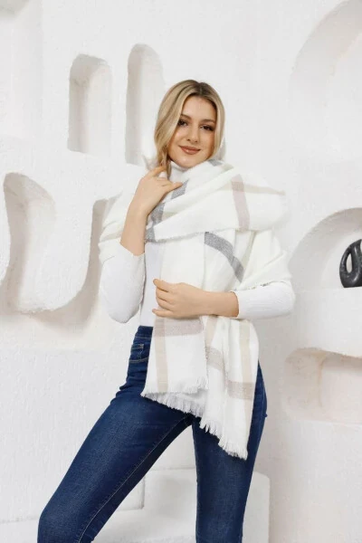 Soft textured, striped puffy sherly scarf, shawl - SHIEBA (1)