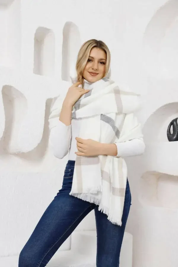 Soft textured, striped puffy sherly scarf, shawl - 2