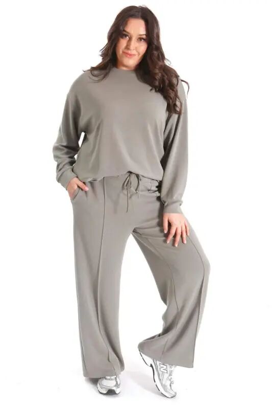 Soft Textured Two-Piece Khaki Set with Modal Fabric - BÜYÜKBEDENIZ