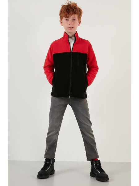 Soft-Textured Zip-Up Color Block Stand Collar Pocket Fleece 5905001 - 14