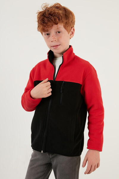 Soft-Textured Zip-Up Color Block Stand Collar Pocket Fleece 5905001 - 23