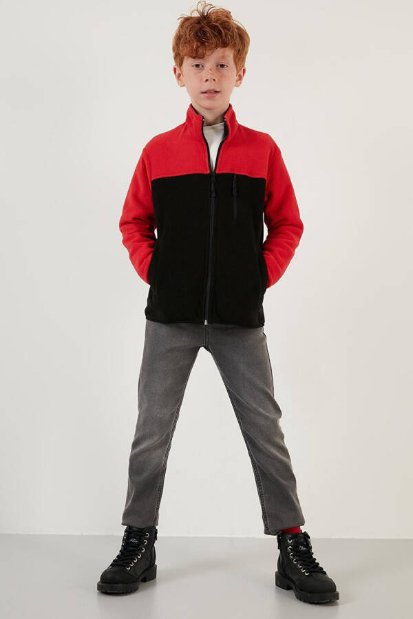 Soft-Textured Zip-Up Color Block Stand Collar Pocket Fleece 5905001 - 24